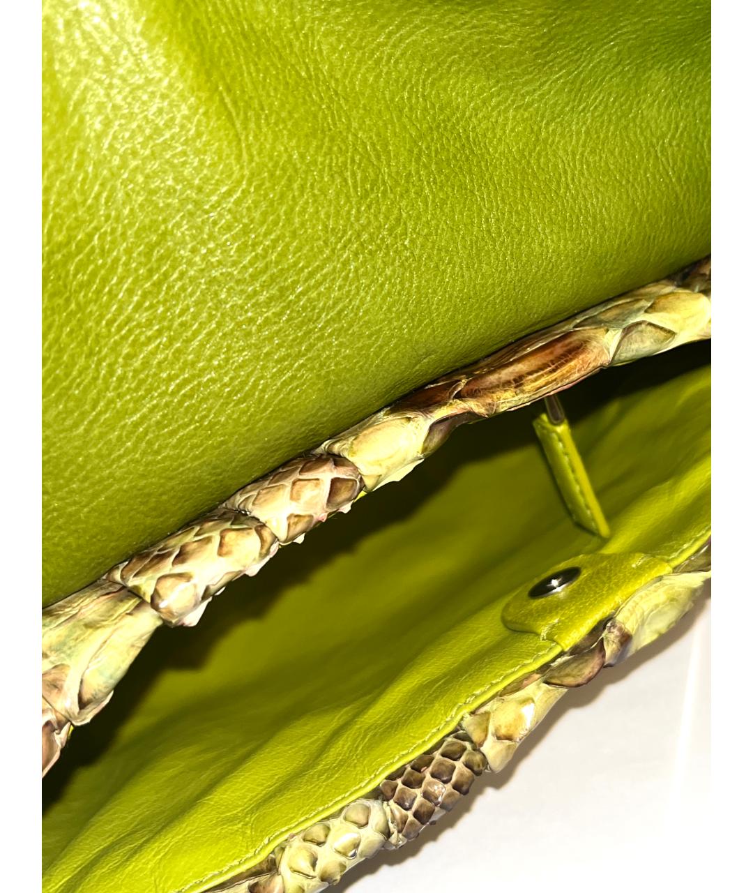 PRADA VINTAGE Зеленая сумка через плечо из экзотической кожи, фото 6