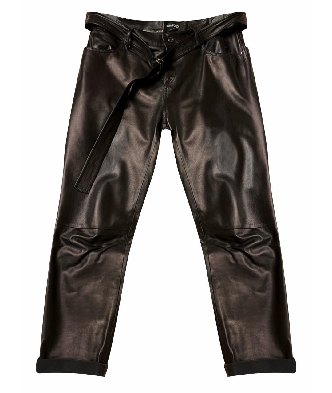 TOM FORD Черные кожаные брюки широкие, фото 1