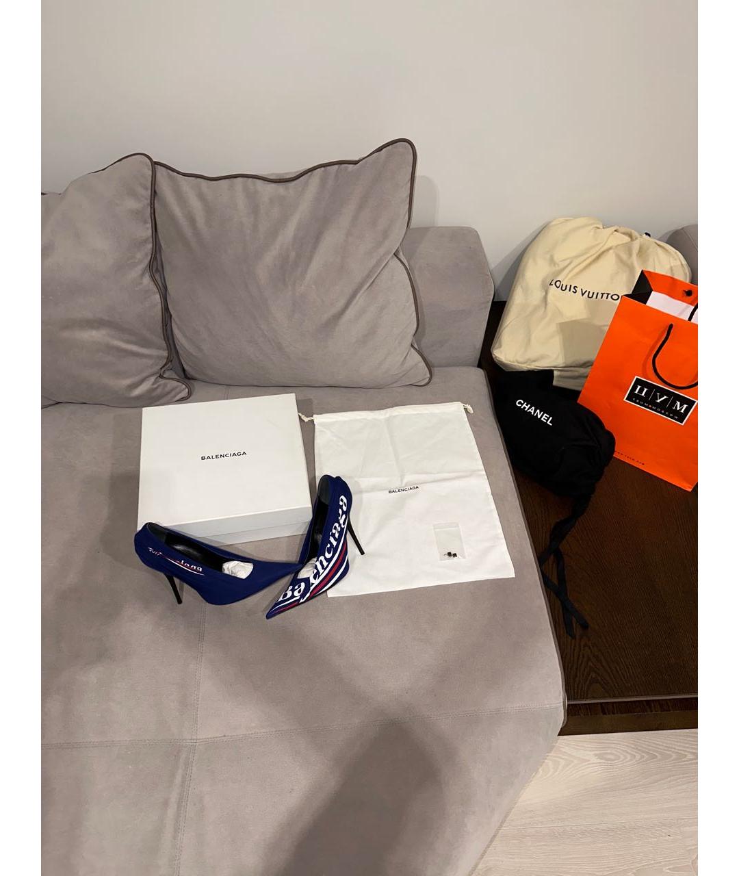 BALENCIAGA Синие кожаные туфли, фото 2