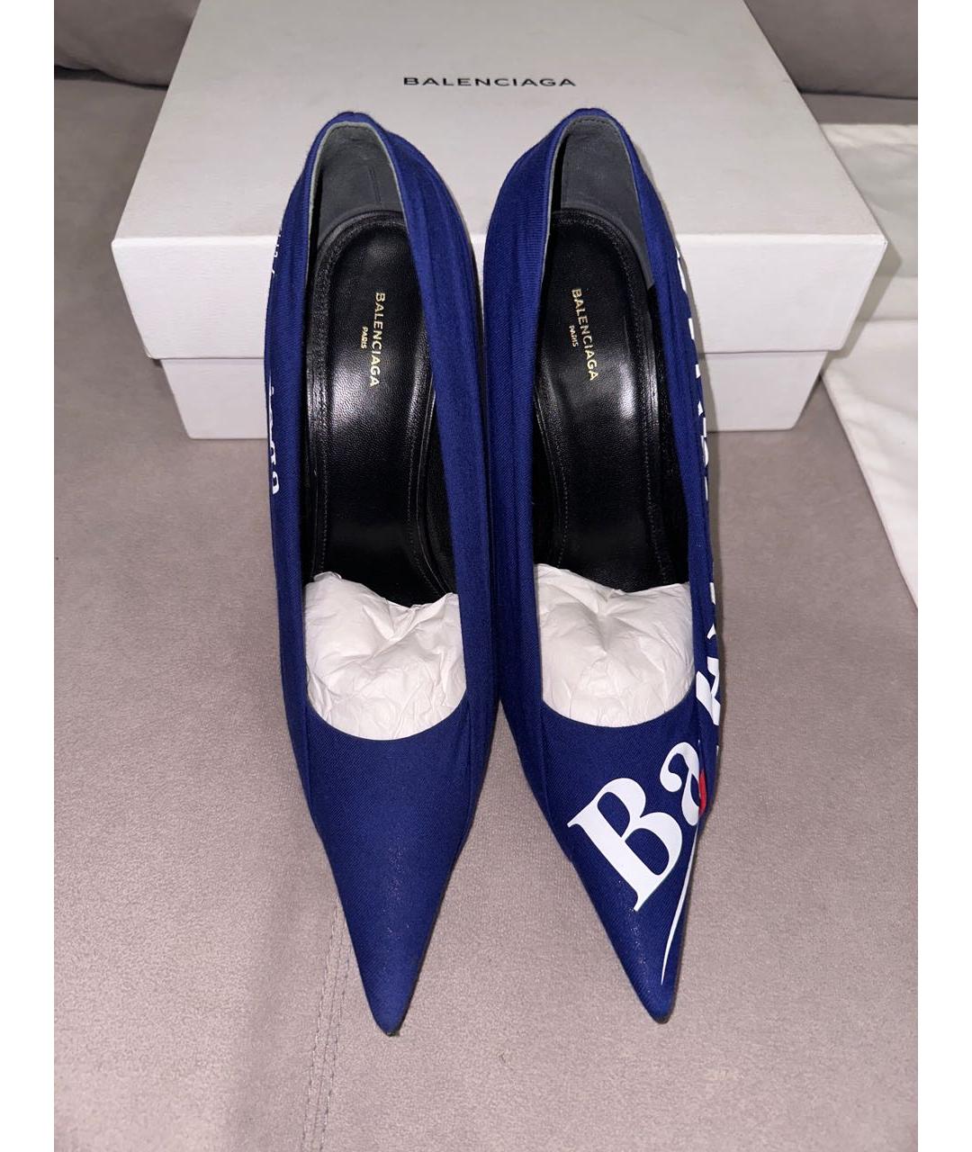 BALENCIAGA Синие кожаные туфли, фото 3