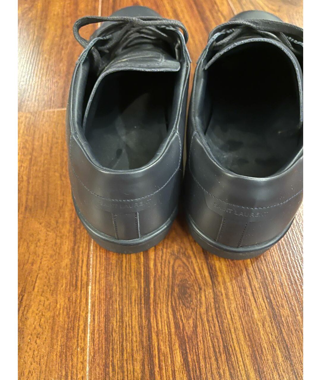 SAINT LAURENT Темно-синие кожаные низкие кроссовки / кеды, фото 4