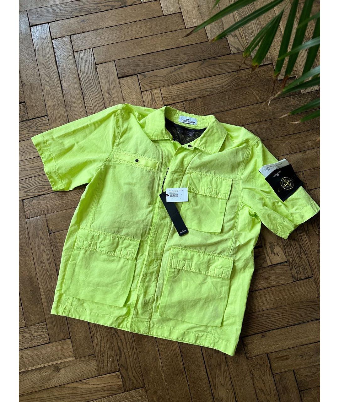 STONE ISLAND Желтая хлопко-полиэстеровая кэжуал рубашка, фото 9