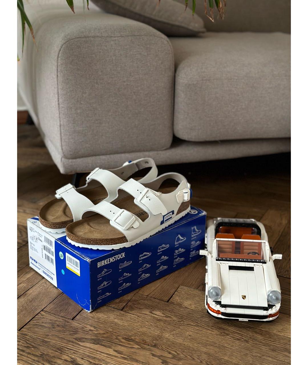 BIRKENSTOCK Белые кожаные сандалии, фото 5