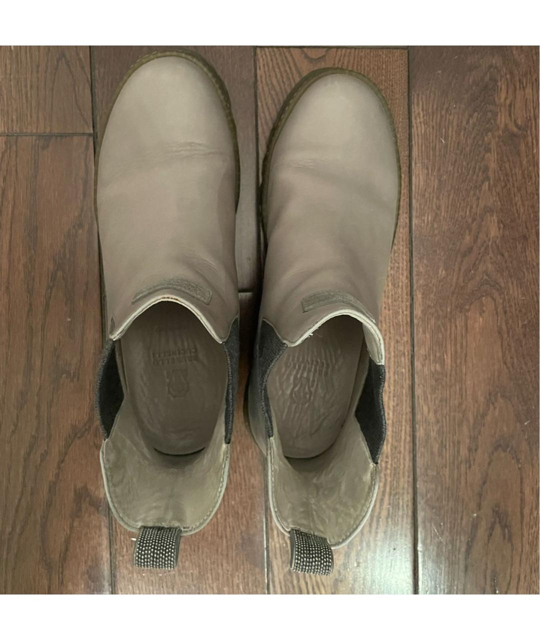 BRUNELLO CUCINELLI Серые кожаные ботинки, фото 3