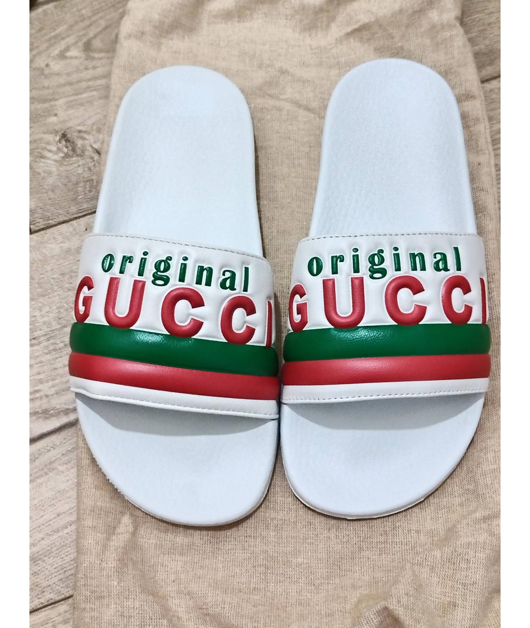 GUCCI Белые шлепанцы, фото 2