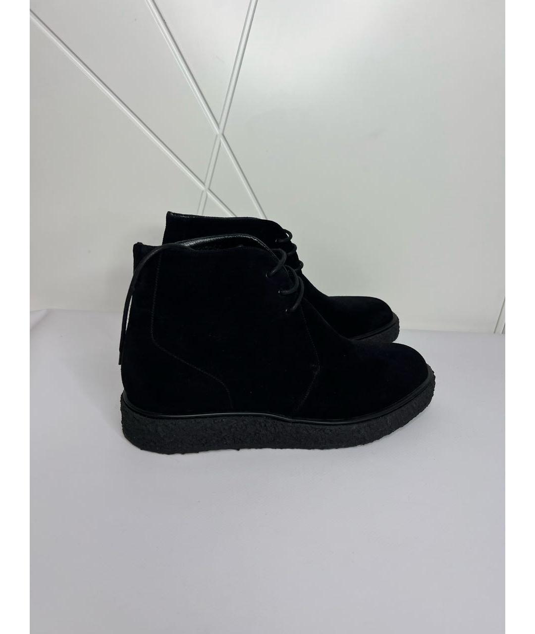 SAINT LAURENT Черные замшевые высокие ботинки, фото 2