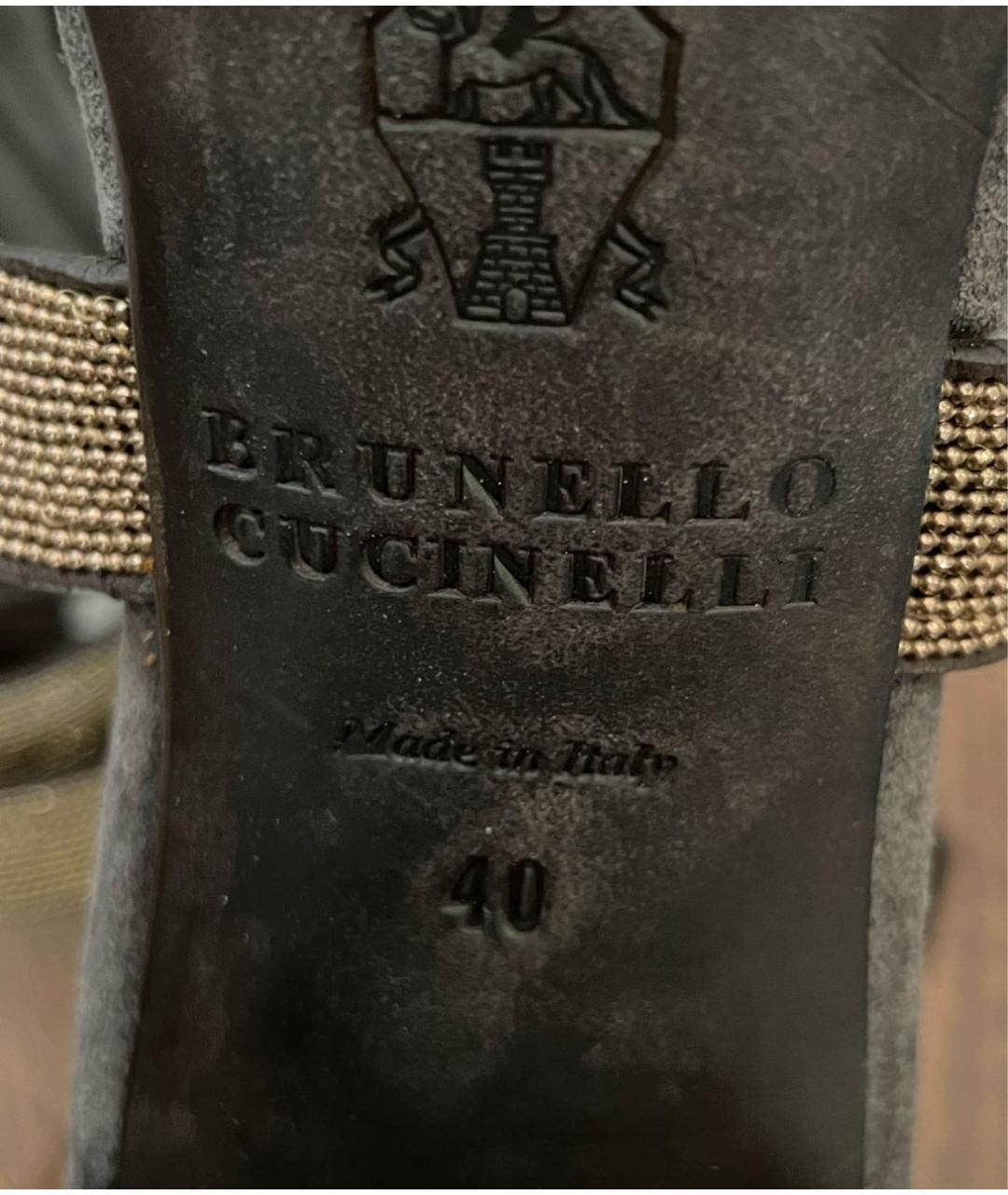 BRUNELLO CUCINELLI Коричневые кожаные босоножки, фото 5