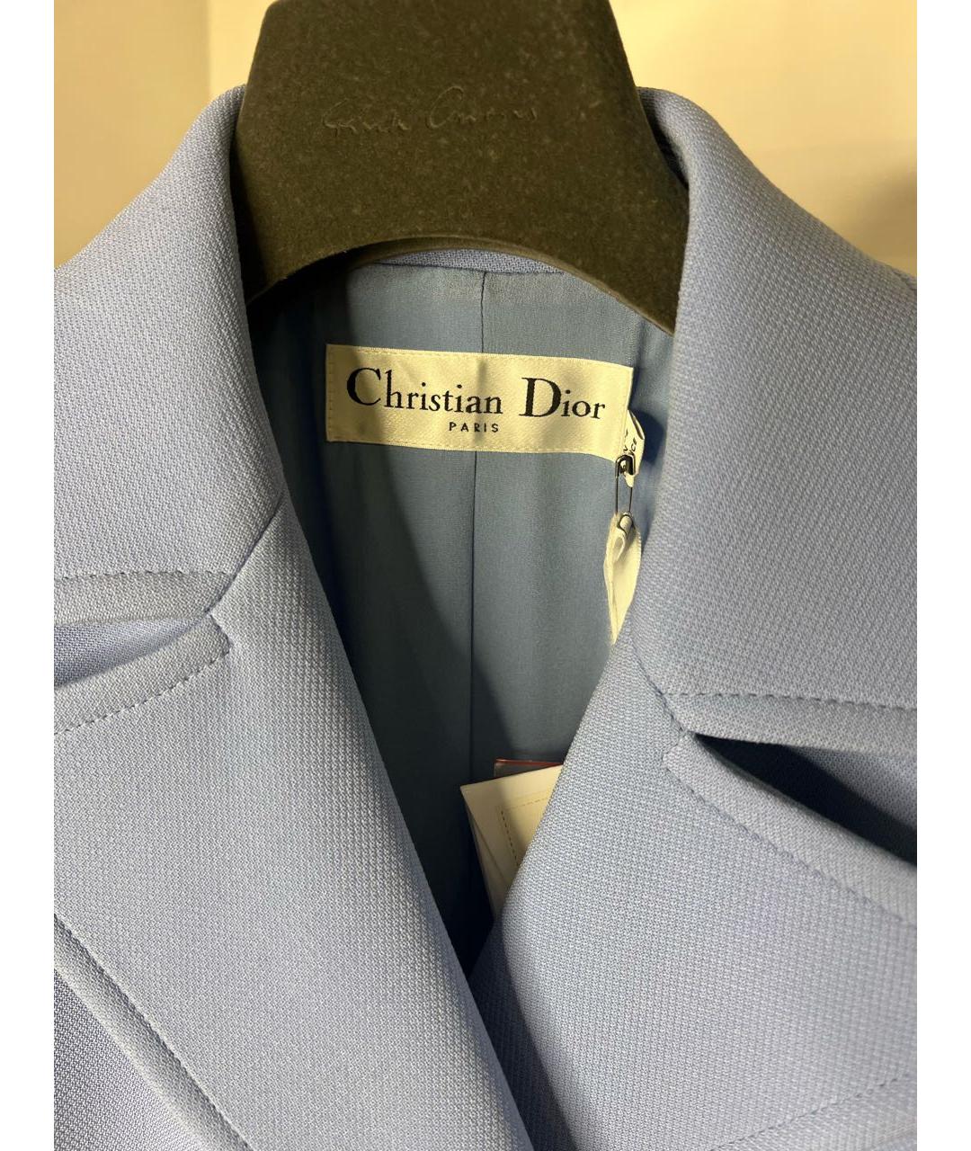CHRISTIAN DIOR Голубое шерстяное пальто, фото 5