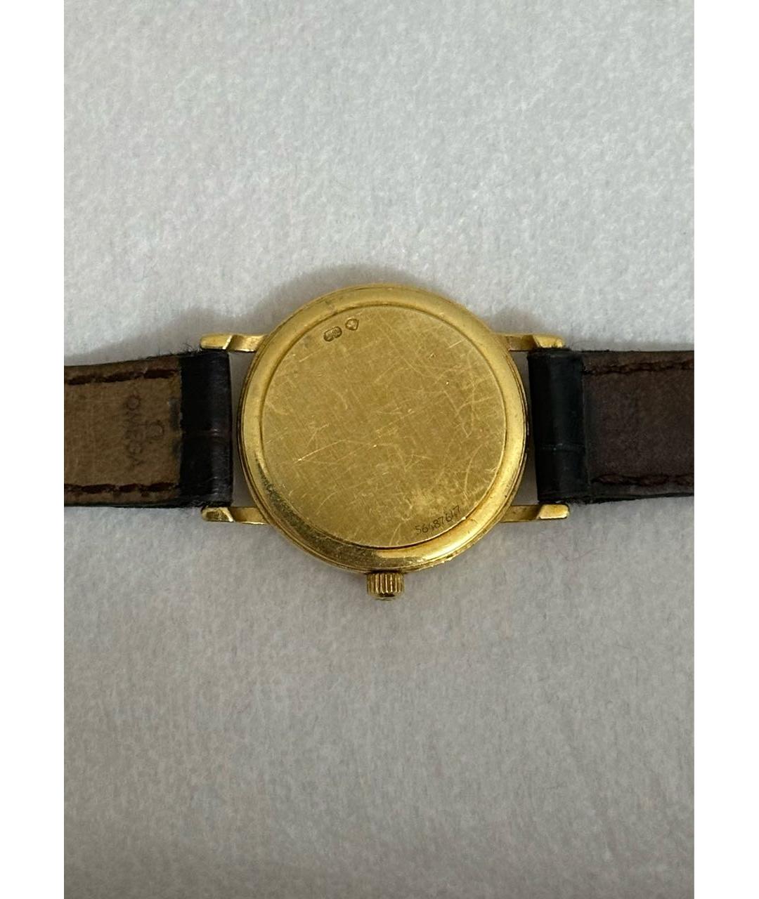 OMEGA Коричневые часы из желтого золота, фото 4