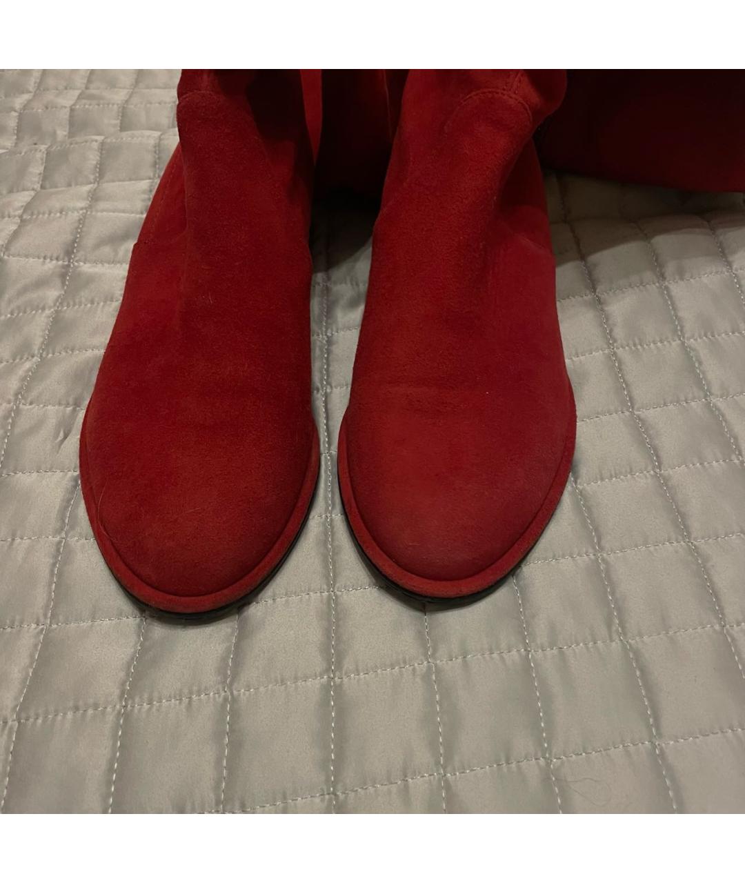 STUART WEITZMAN Красные замшевые ботфорты, фото 3
