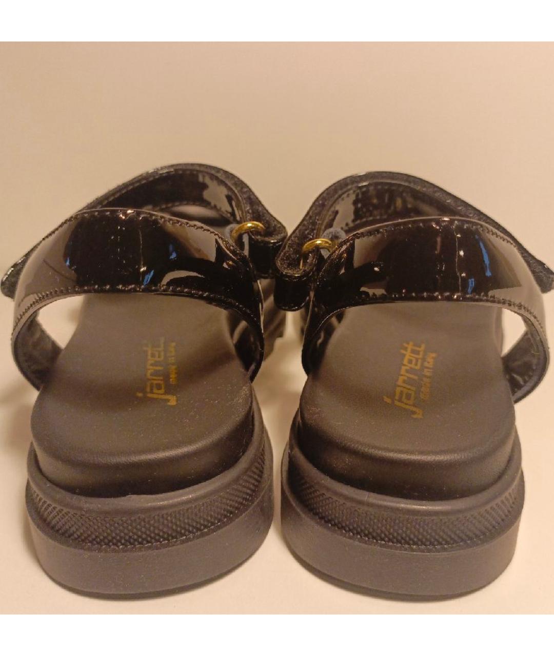 JARRETT KIDS Черные кожаные сандалии и шлепанцы, фото 4
