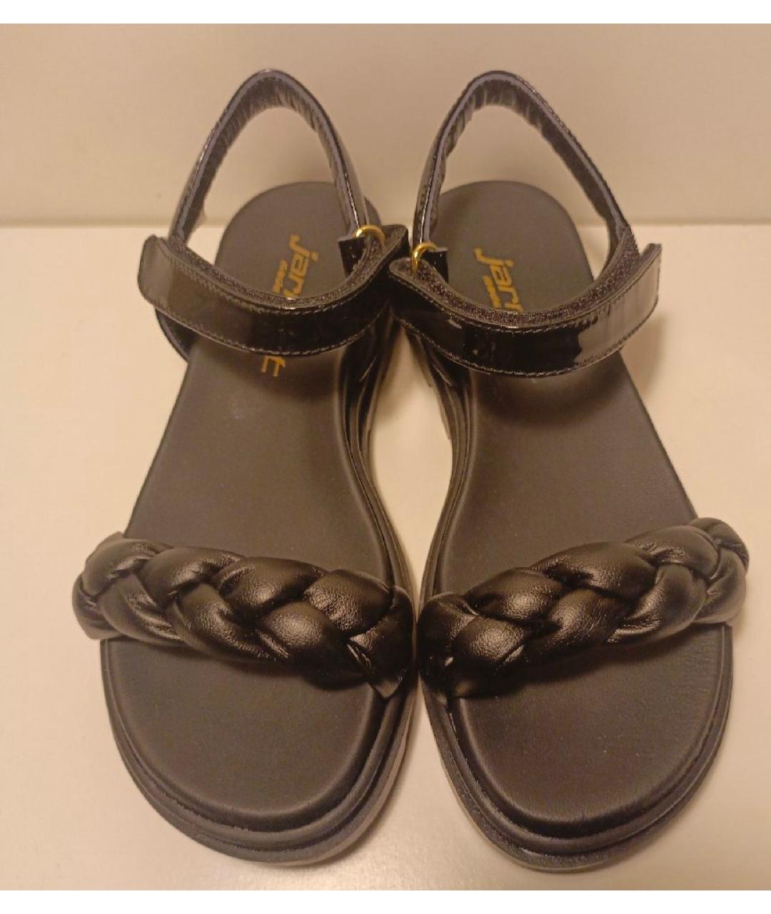JARRETT KIDS Черные кожаные сандалии и шлепанцы, фото 2