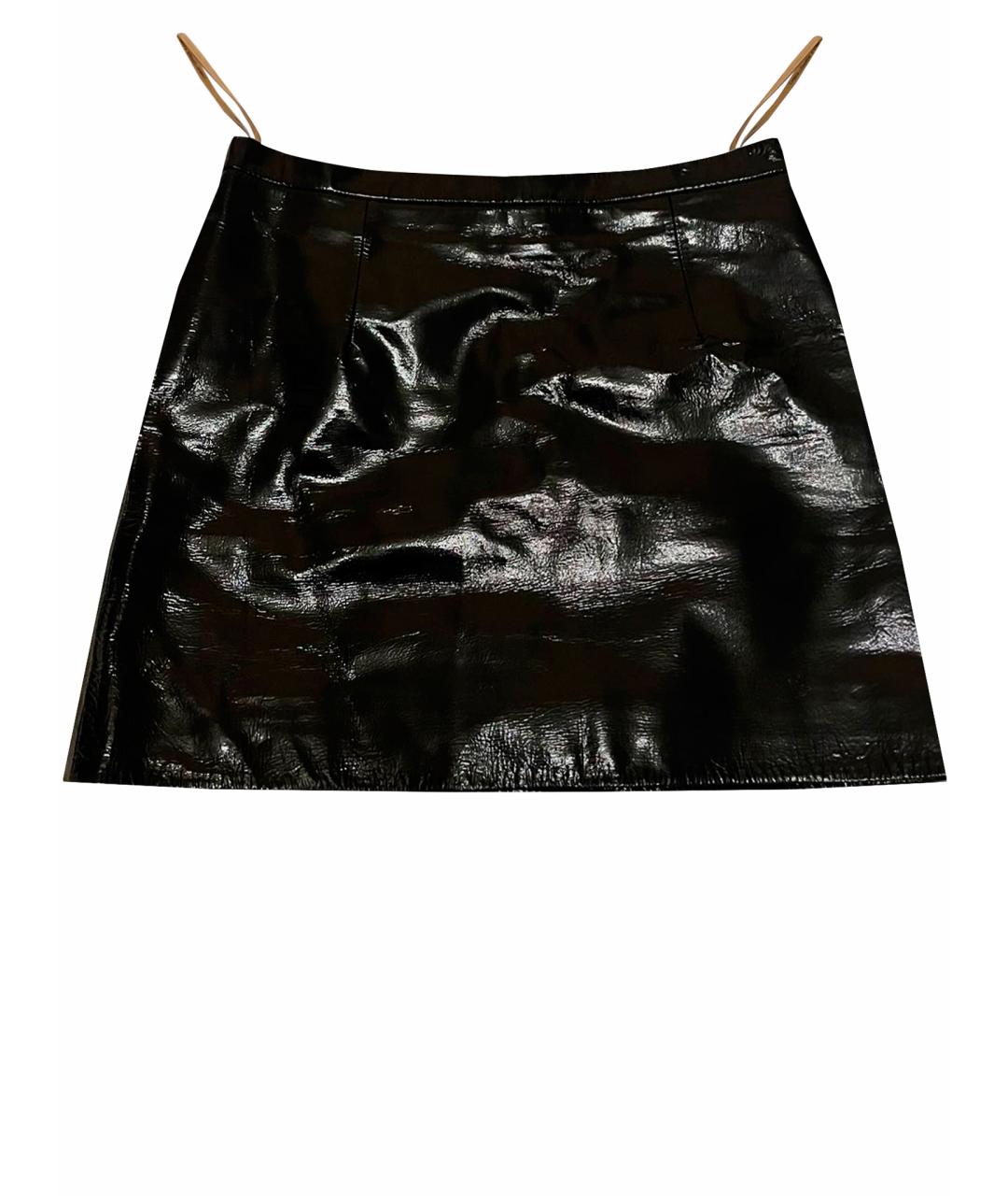 CHRISTOPHER KANE Черная кожаная юбка мини, фото 1