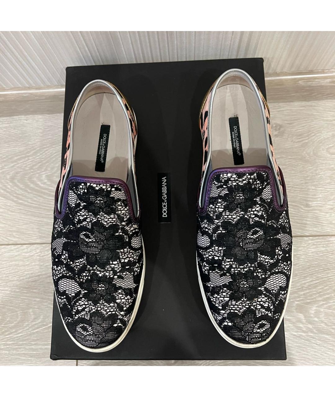 DOLCE&GABBANA Черные текстильные лоферы, фото 4