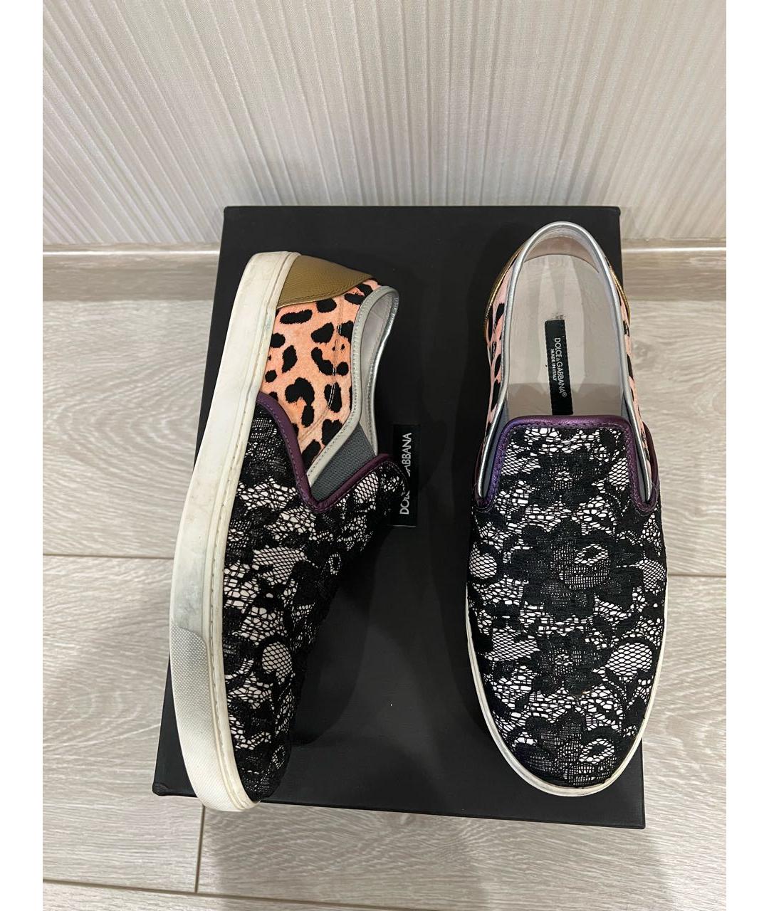 DOLCE&GABBANA Черные текстильные лоферы, фото 2