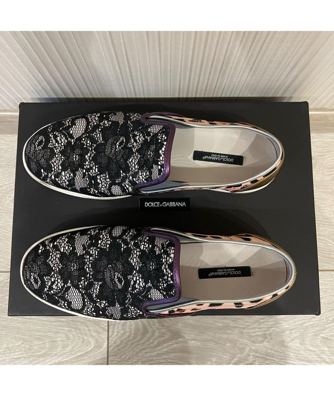 DOLCE&GABBANA Черные текстильные лоферы, фото 3