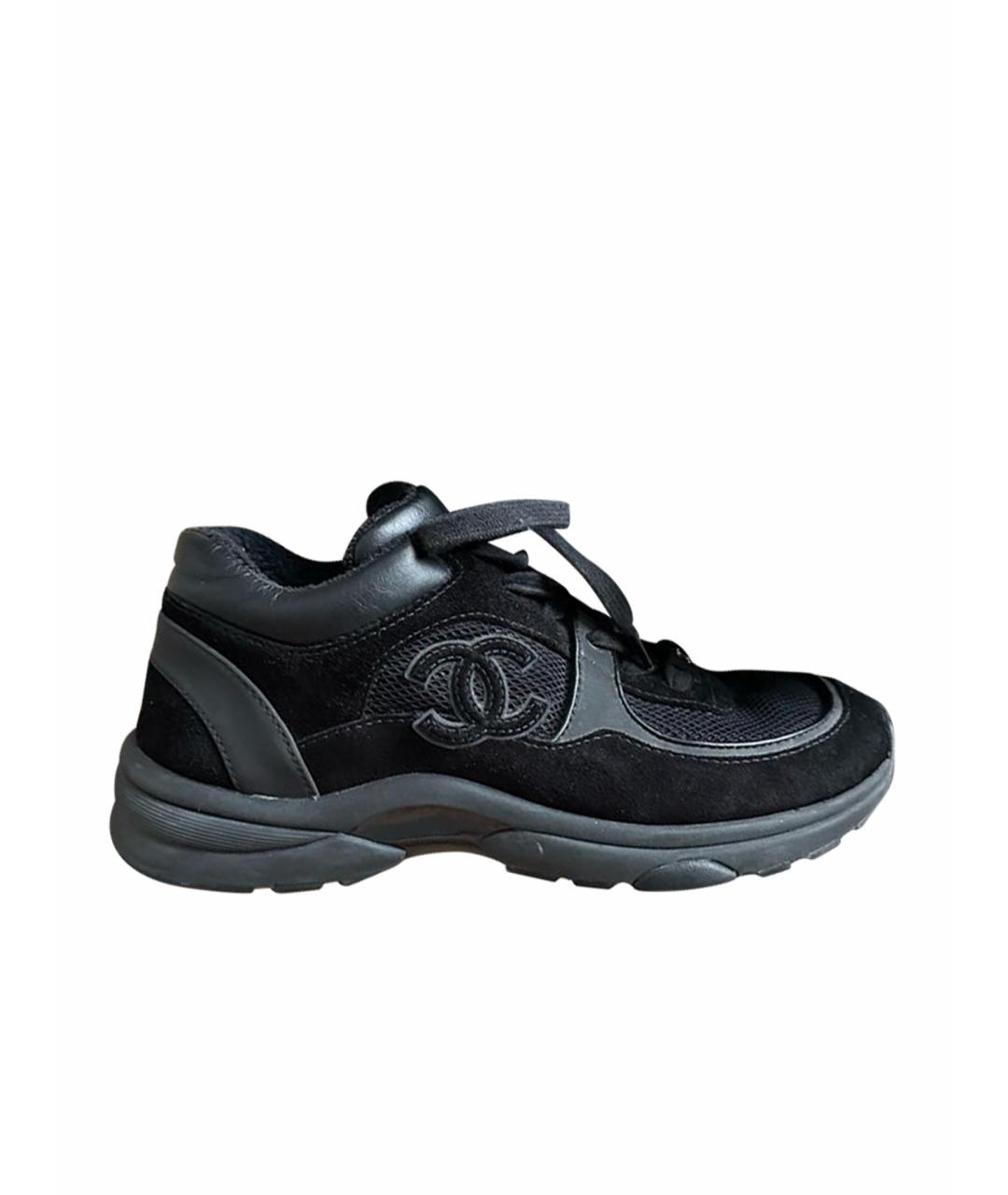 CHANEL PRE-OWNED Черные замшевые кроссовки, фото 1