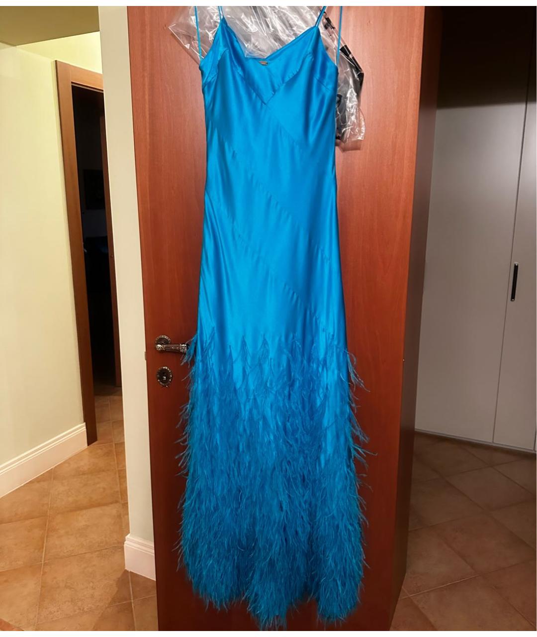 CULT GAIA Бирюзовое шелковое вечернее платье, фото 7