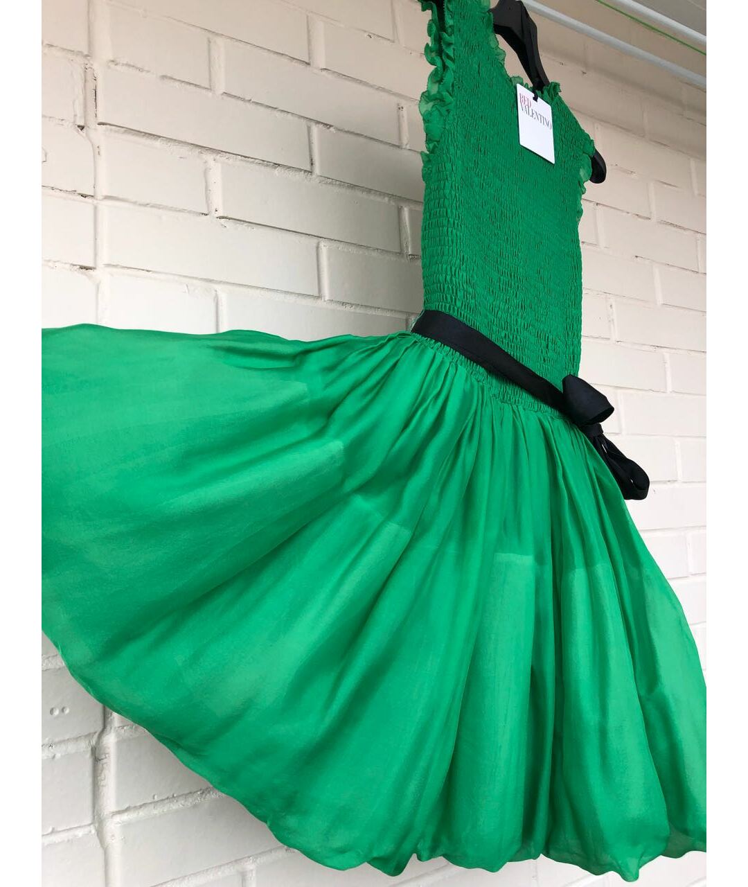 RED VALENTINO Зеленые шелковое коктейльное платье, фото 3