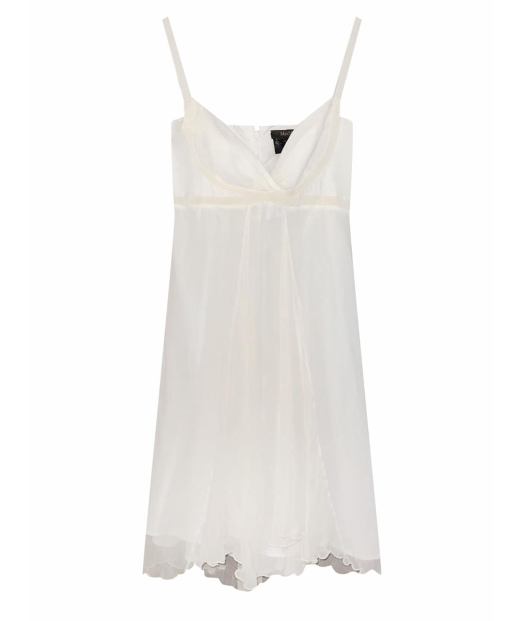 'S MAX MARA Белое шелковое коктейльное платье, фото 1