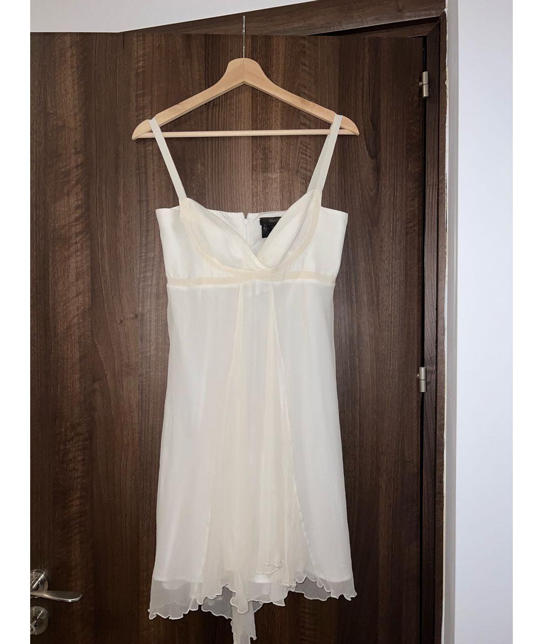 'S MAX MARA Белое шелковое коктейльное платье, фото 9
