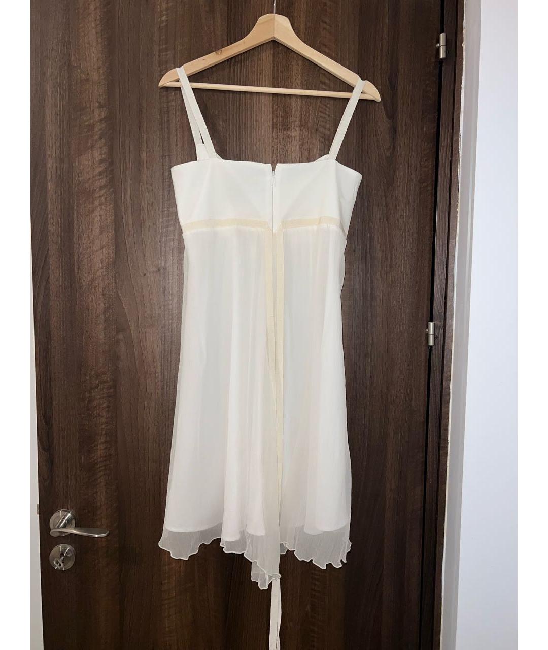 'S MAX MARA Белое шелковое коктейльное платье, фото 2