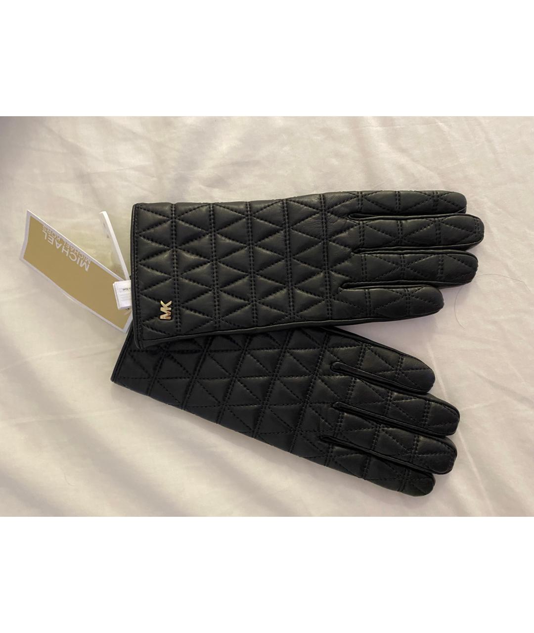 MICHAEL MICHAEL KORS Черные кожаные перчатки, фото 7