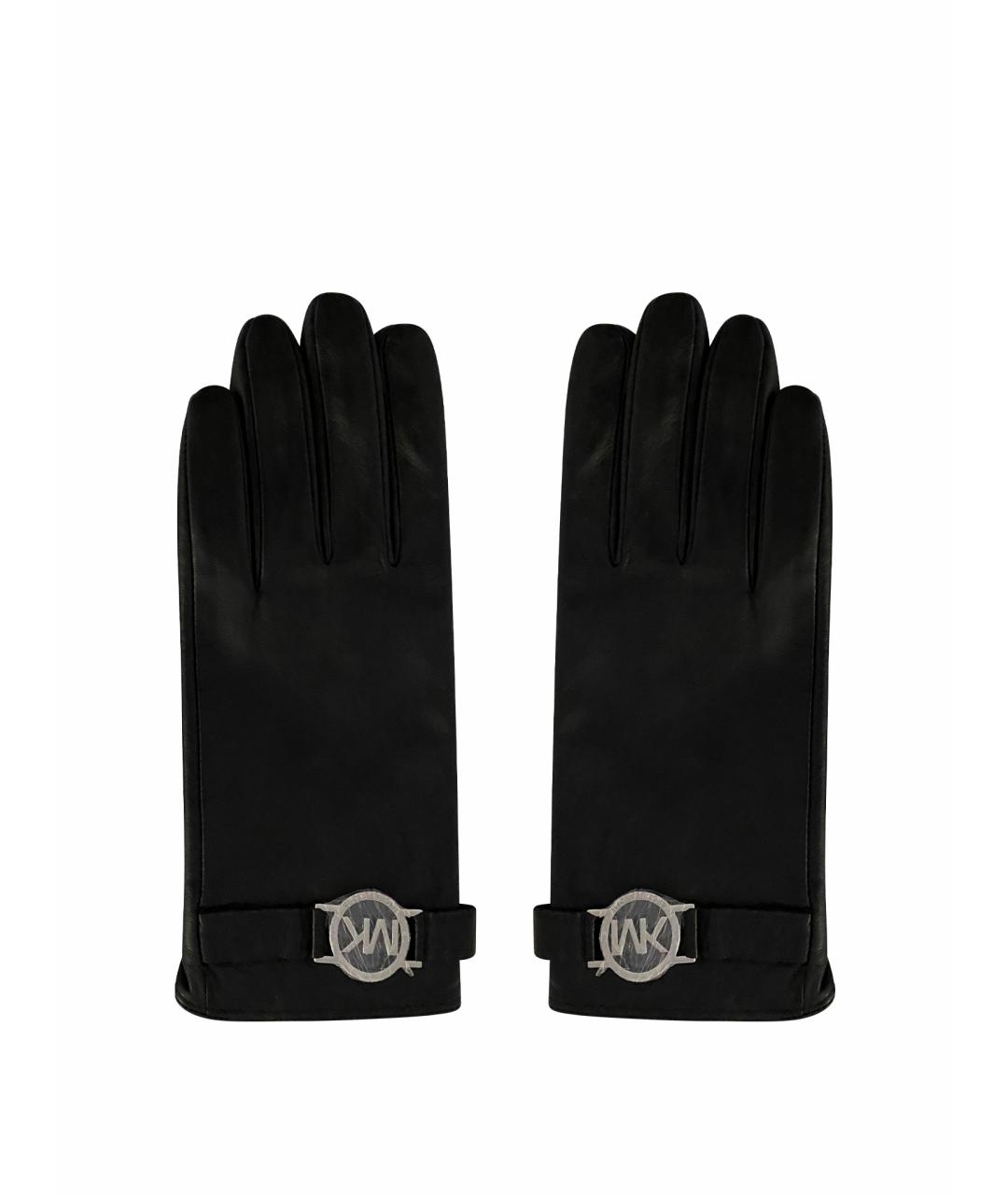 MICHAEL MICHAEL KORS Черные кожаные перчатки, фото 1