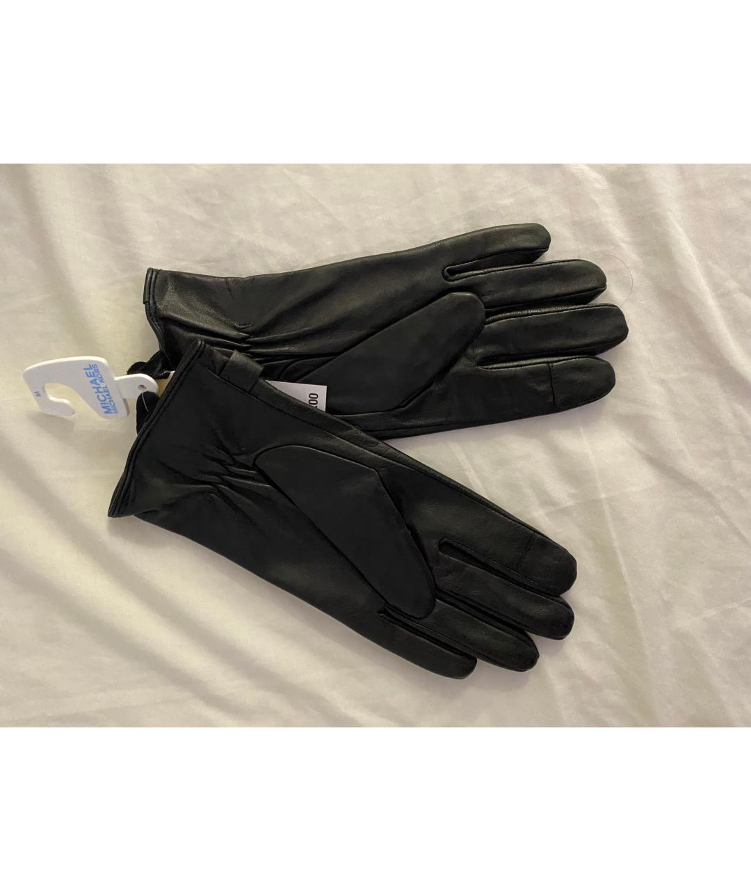 MICHAEL MICHAEL KORS Черные кожаные перчатки, фото 2
