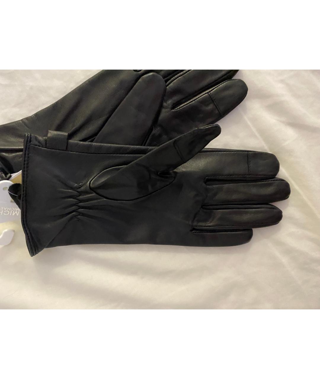 MICHAEL MICHAEL KORS Черные кожаные перчатки, фото 6