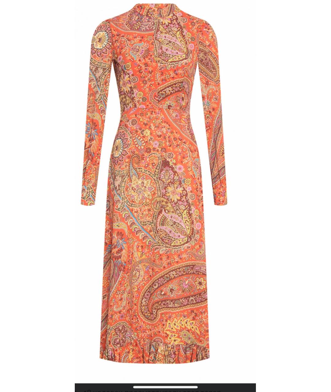 ETRO Оранжевое шелковое коктейльное платье, фото 7