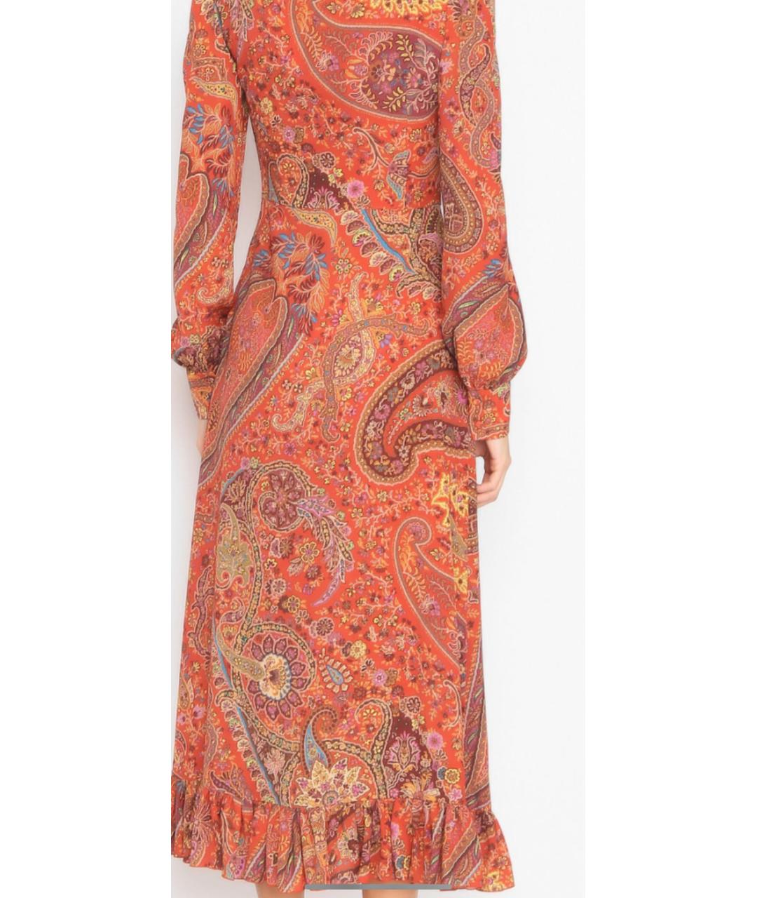ETRO Оранжевое шелковое коктейльное платье, фото 2