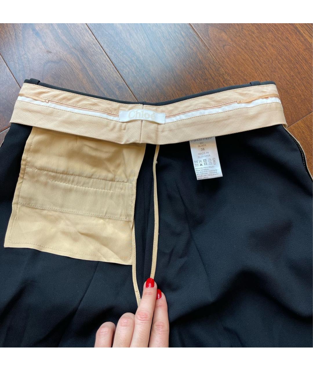 CHLOE Черные вискозные прямые брюки, фото 4