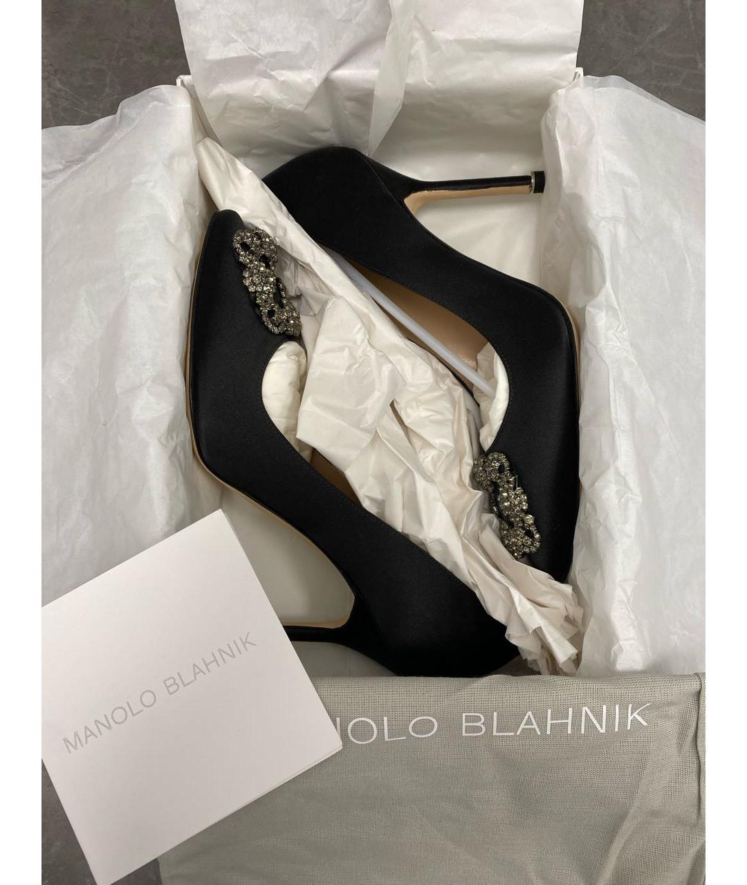 MANOLO BLAHNIK Черные текстильные туфли, фото 7