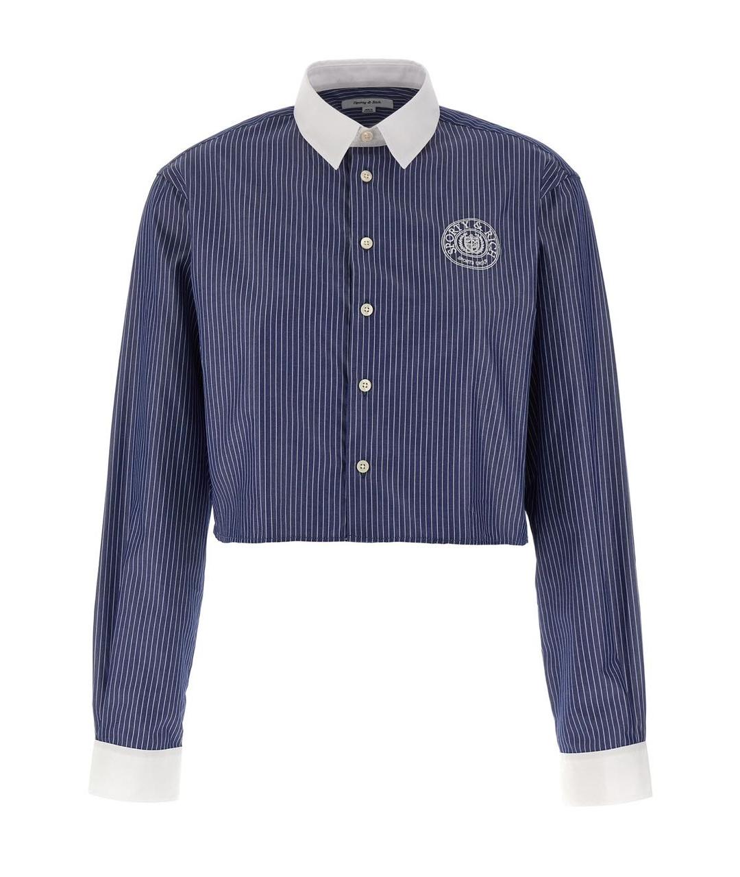 SPORTY AND RICH Темно-синяя хлопковая рубашка, фото 1