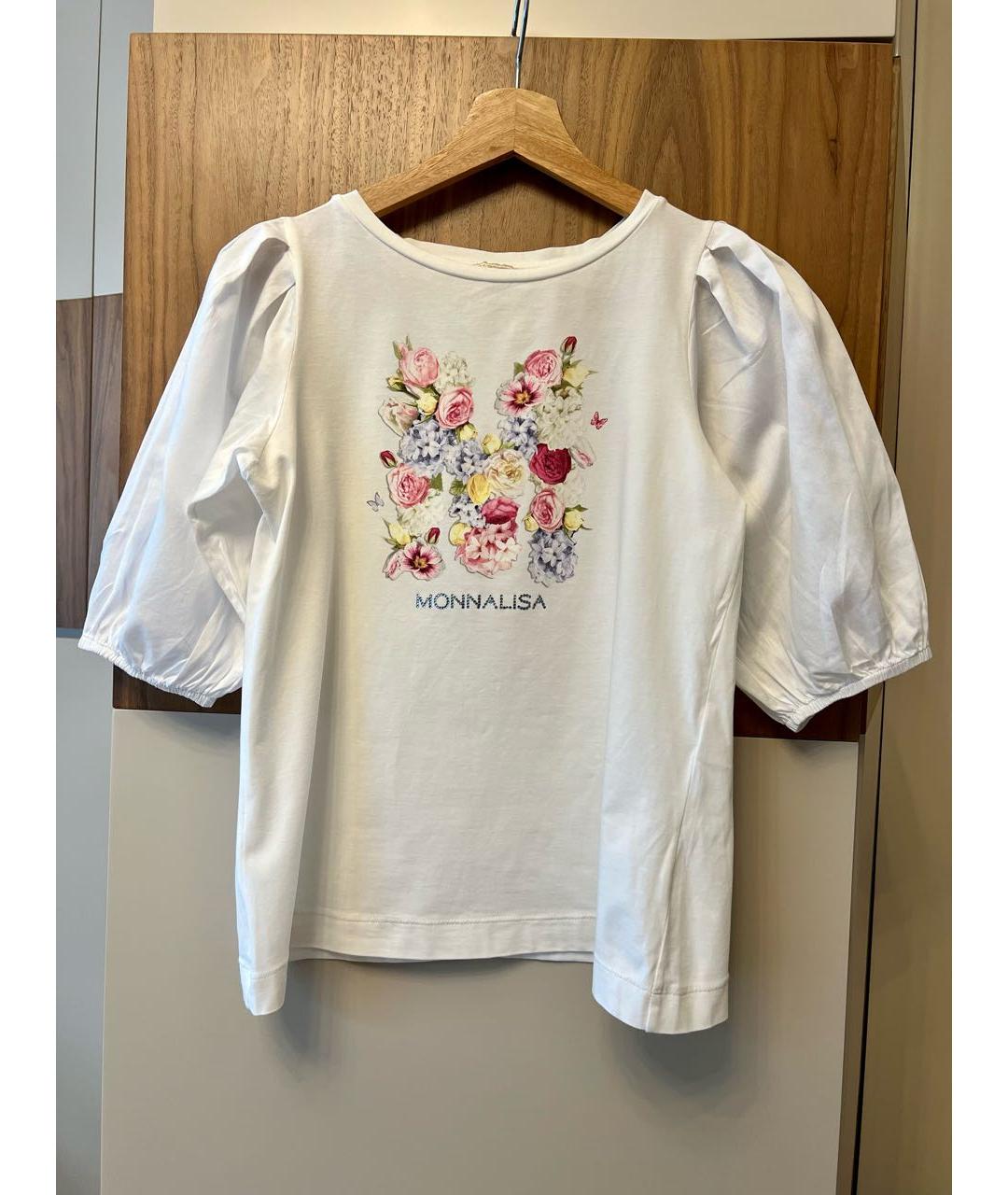 MONNALISA Белый хлопковый детская футболка / топ, фото 7