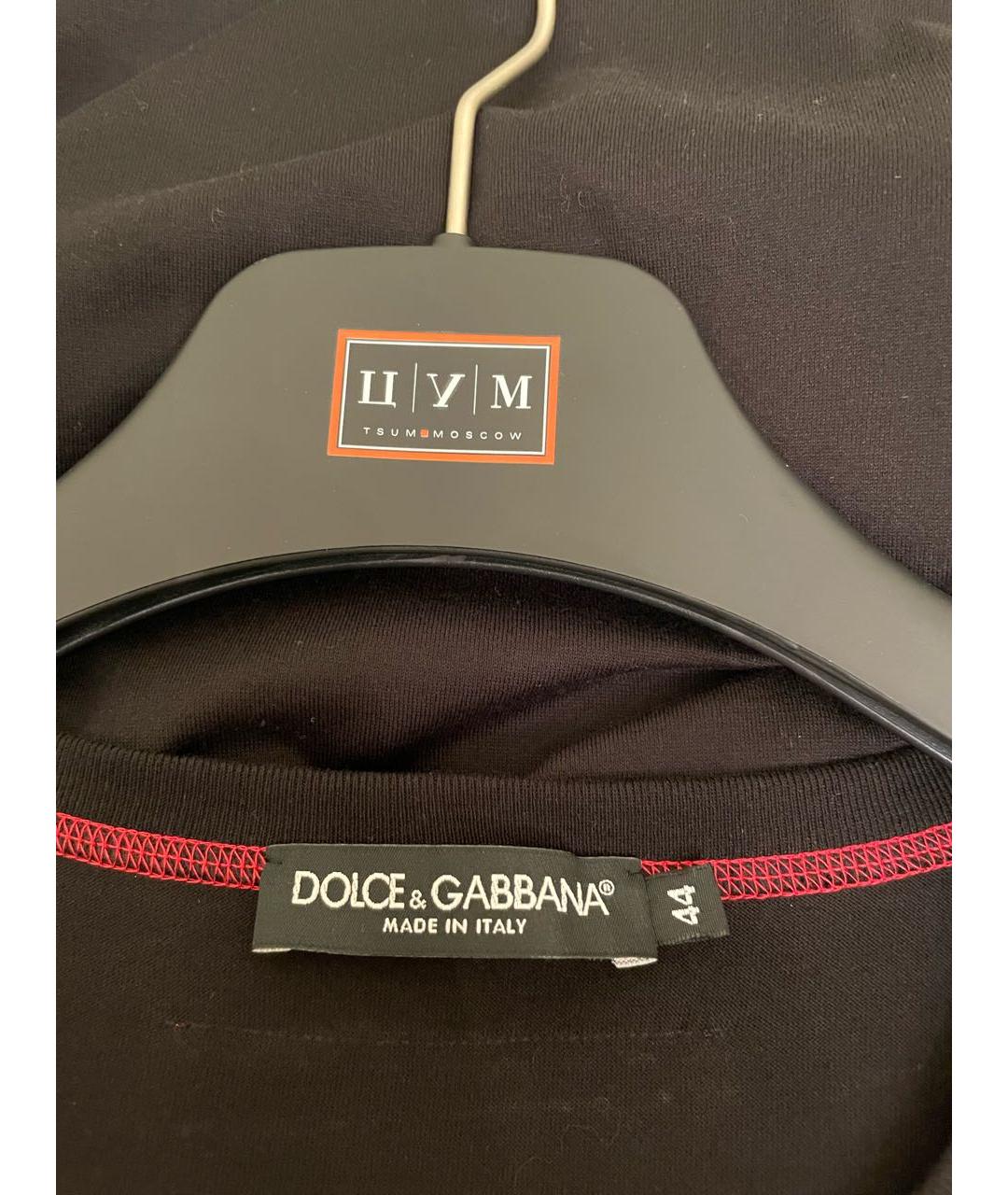 DOLCE&GABBANA Черная хлопко-эластановая футболка, фото 3