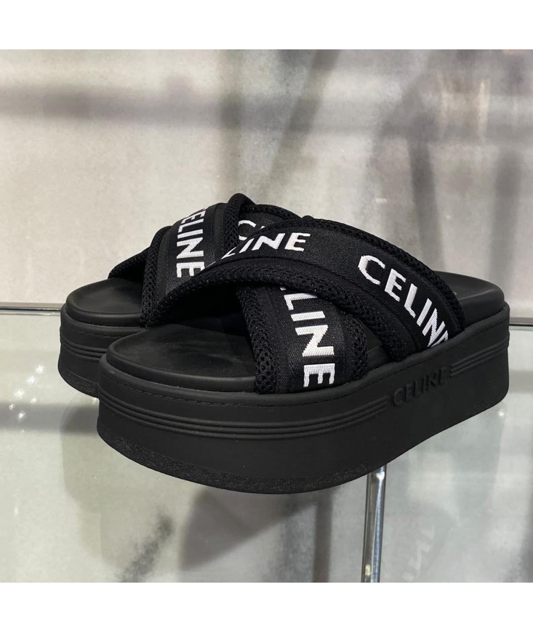 CELINE Черные шлепанцы, фото 4