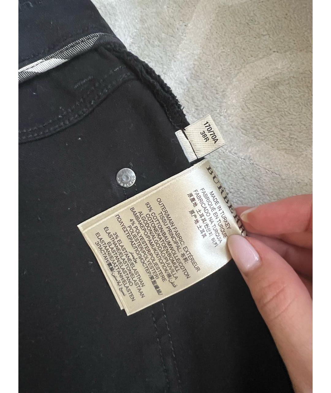 BURBERRY Черные хлопко-эластановые джинсы слим, фото 5