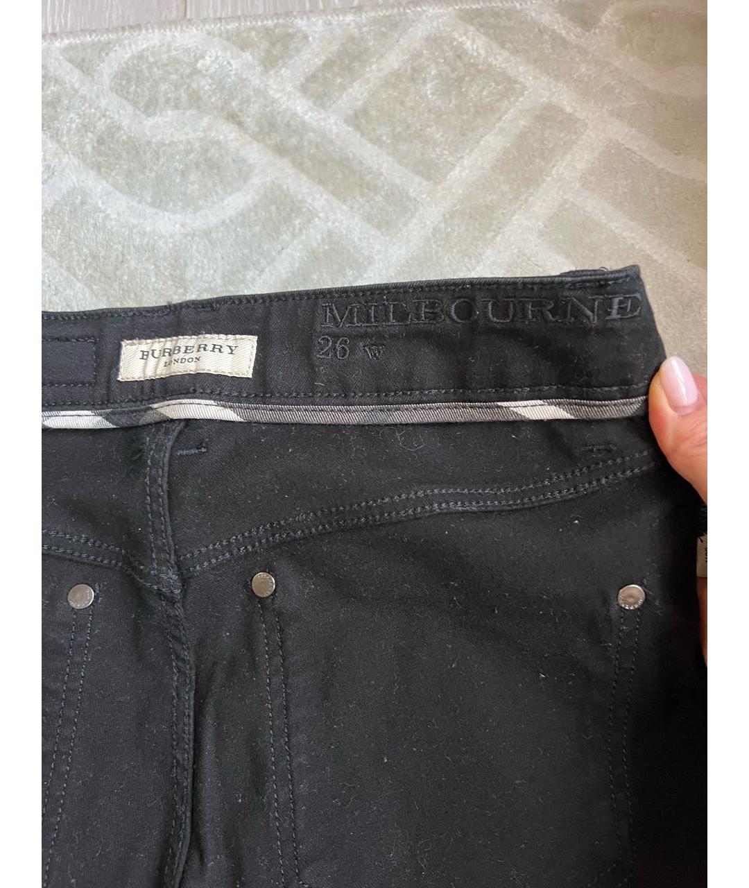 BURBERRY Черные хлопко-эластановые джинсы слим, фото 3