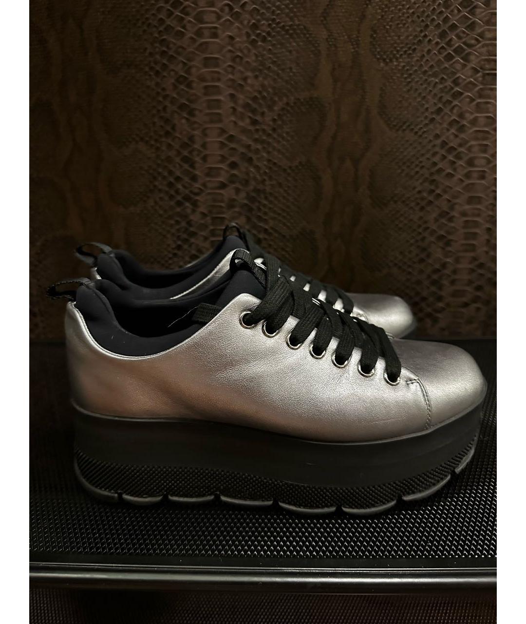 PRADA Серебряные кожаные ботинки, фото 9
