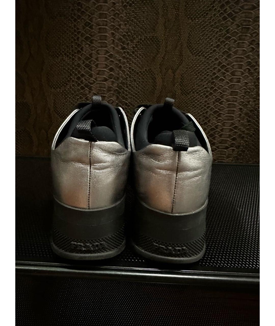 PRADA Серебряные кожаные ботинки, фото 4