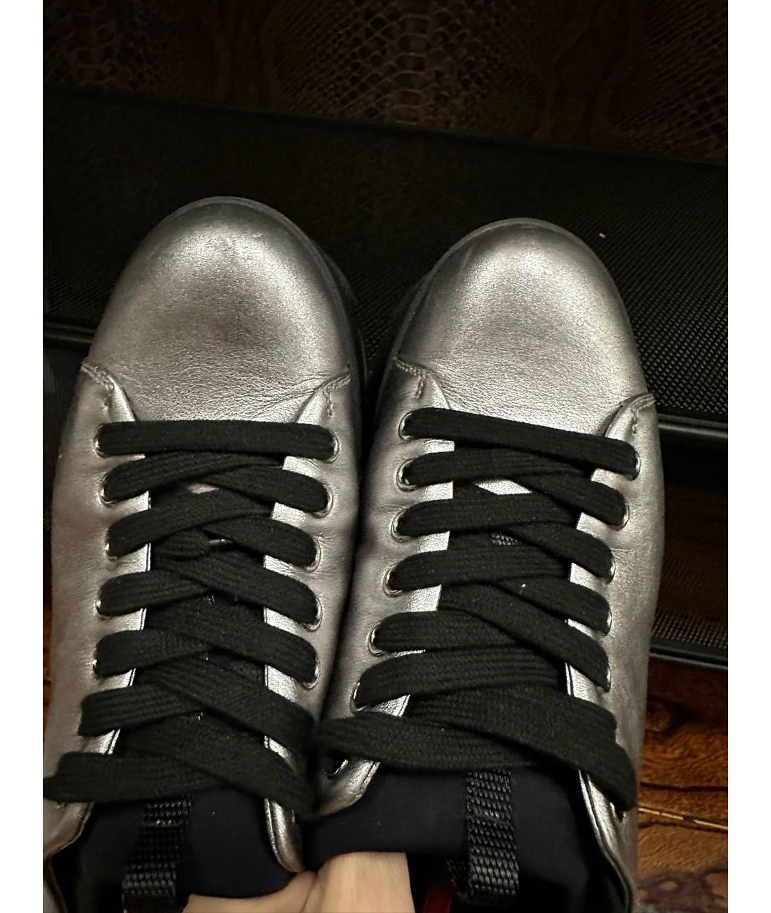 PRADA Серебряные кожаные ботинки, фото 7