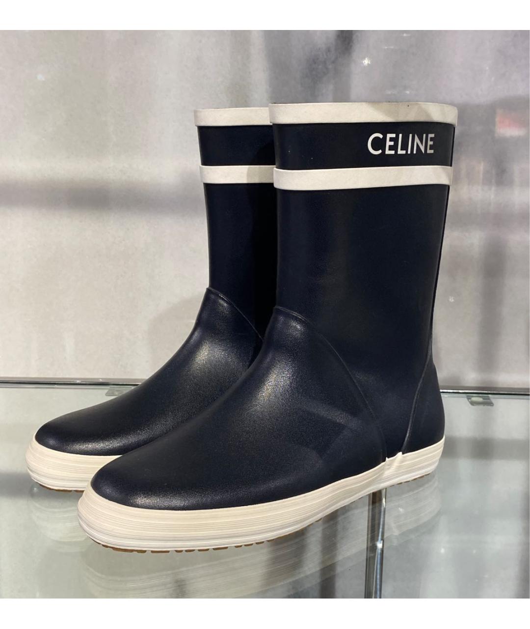 CELINE Черные кожаные полусапоги, фото 4