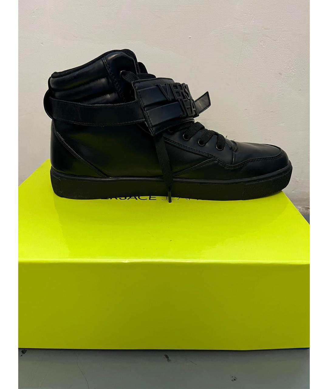 VERSACE JEANS COUTURE Черные кожаные высокие ботинки, фото 10