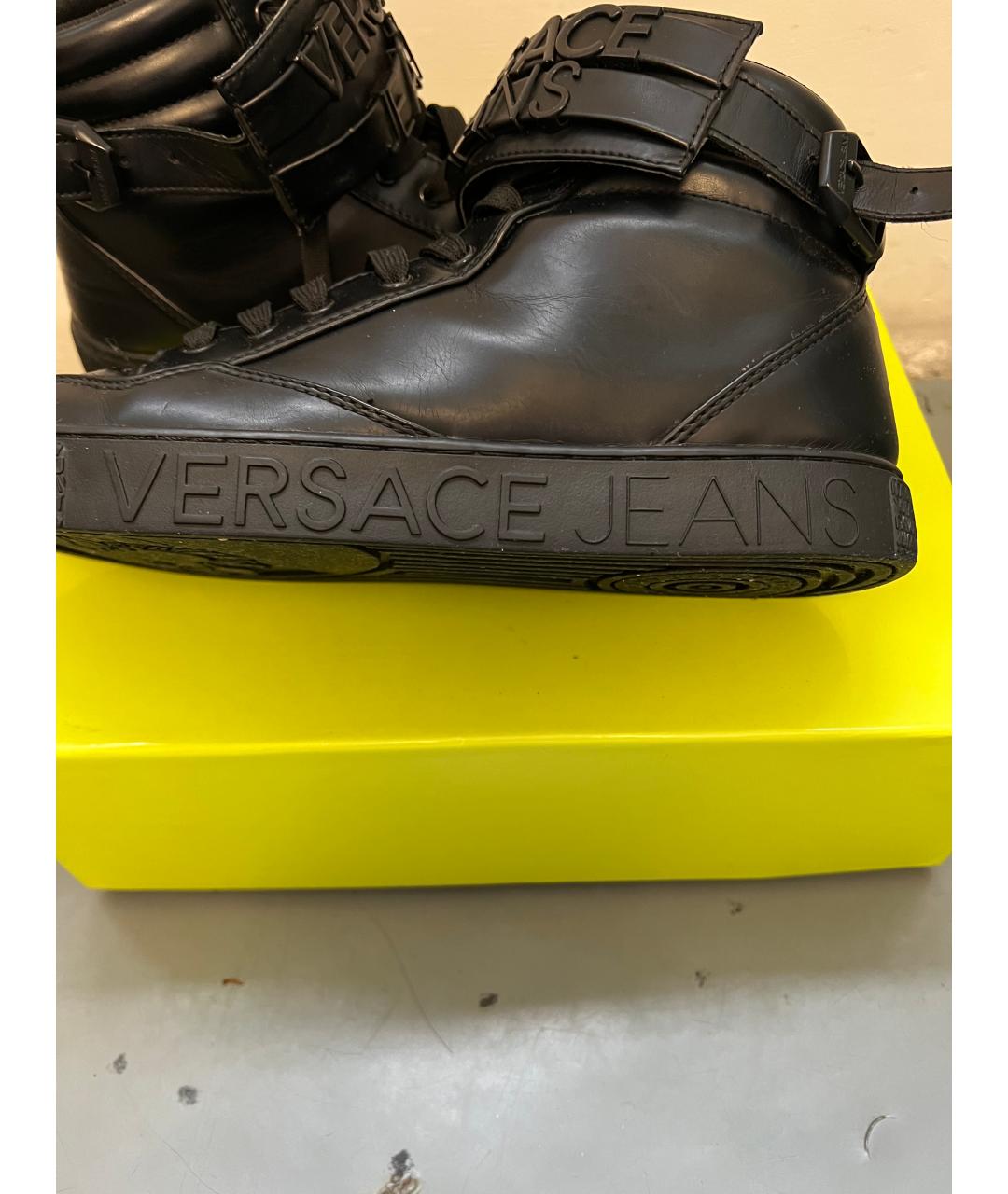 VERSACE JEANS COUTURE Черные кожаные высокие ботинки, фото 6