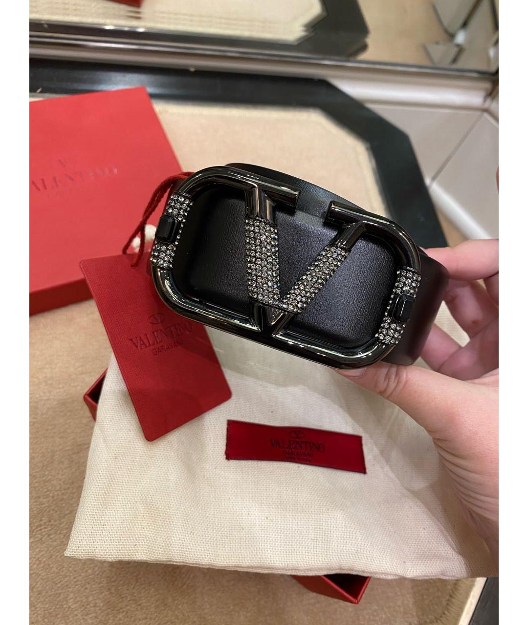 VALENTINO Черный кожаный ремень, фото 6