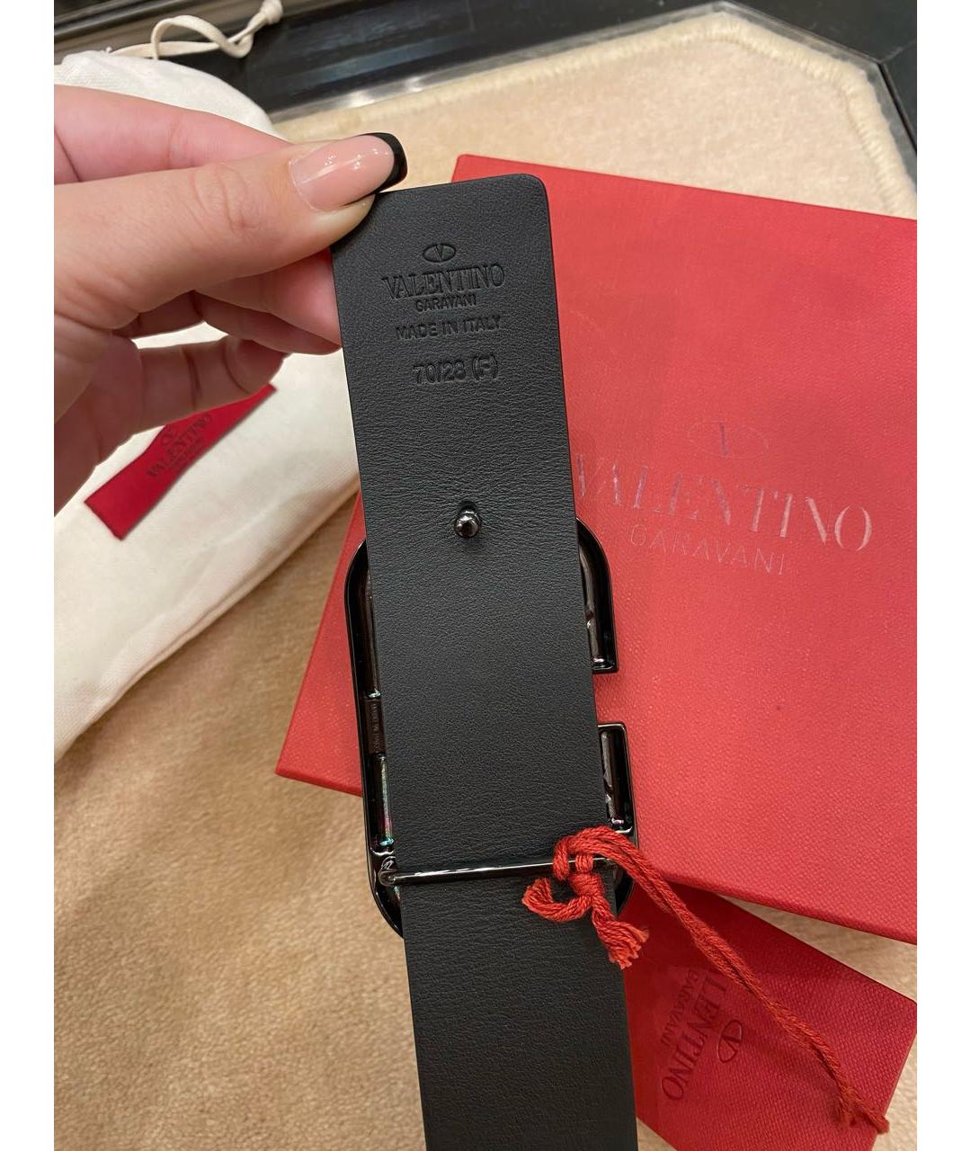 VALENTINO Черный кожаный ремень, фото 7
