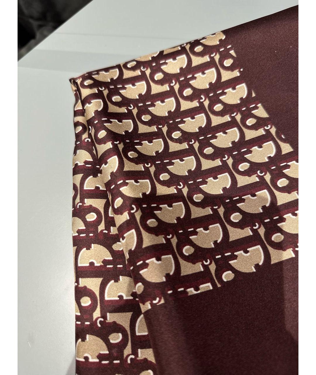 CHRISTIAN DIOR PRE-OWNED Бордовый шелковый платок, фото 2