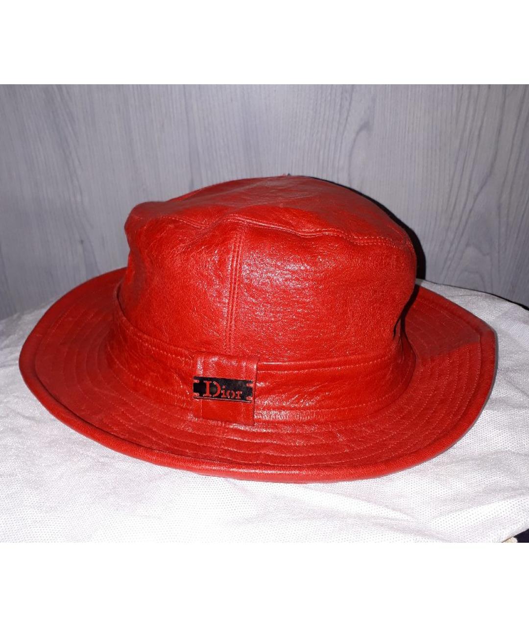 CHRISTIAN DIOR PRE-OWNED Красная кожаная шляпа, фото 8